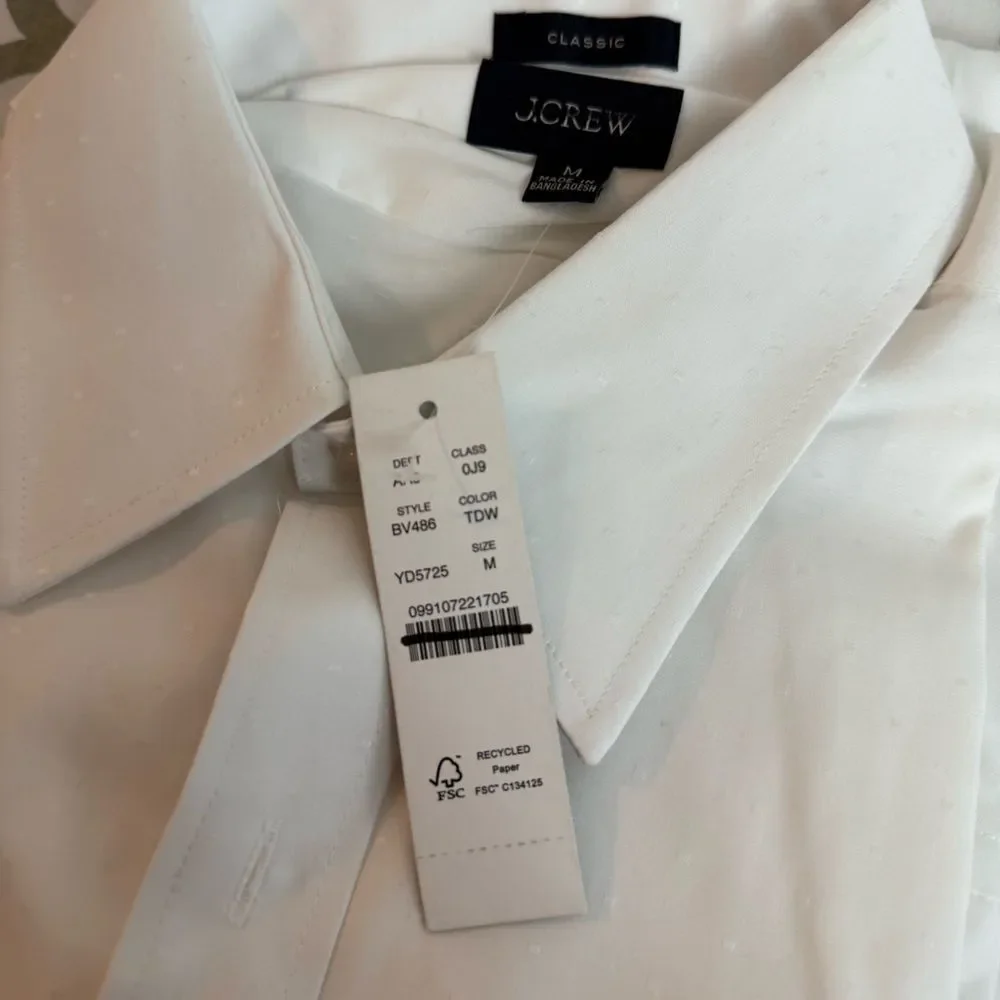 J.Crew Bowery wrinkle-free dobby dress shirt with point collar NWT Size M